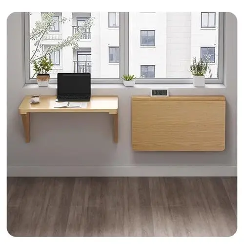 Produktbild: RAUMPA Klapptisch Wand, Kleiner, Wandtisch 80x50cm, Wandklapptisch Aus Massivholz, Platzsparender Schwimmender Drop-Leaf Schreibtisch für Arbeitszimmer Laptoptisch Esstisch