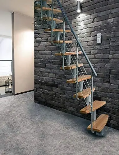 Produktbild: Raumspartreppe Atrium Mini Plus. Geschosshöhe 220-300 cm, mit 60 cm Holzstufen in Buche Natur