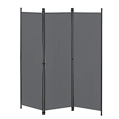 Produktbild: Raumteiler Huesca 3-teilig 150x171 cm Paravent Trennwand 3-TLG. Sichtschutz Stellwand Spanische Wand Dunkelgrau
