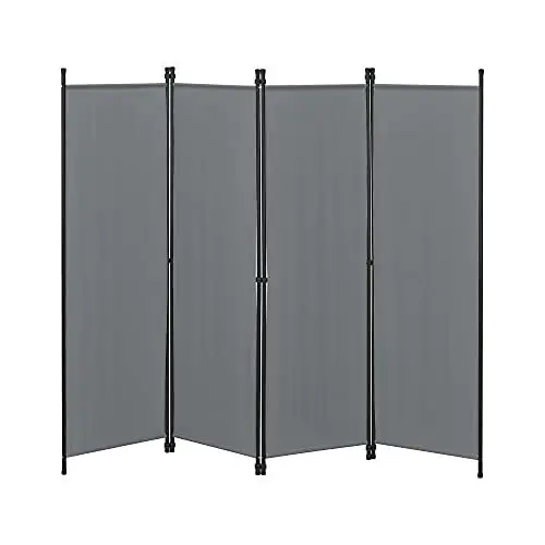 Produktbild: Raumteiler Huesca 4-teilig 200x171cm Paravent Trennwand 4-TLG. Sichtschutz Stellwand Spanische Wand Dunkelgrau