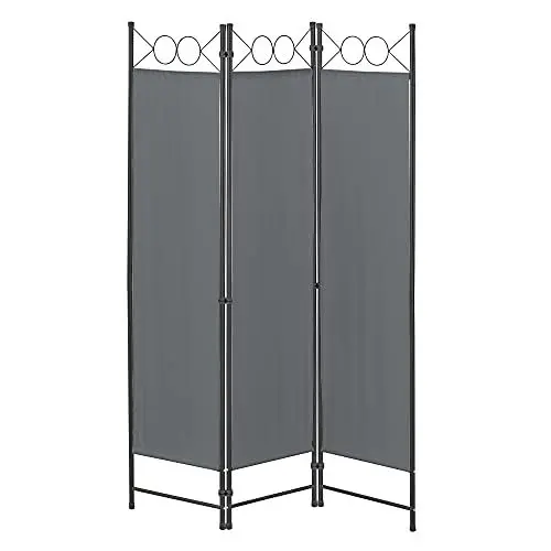 Produktbild: Raumteiler Saragossa 3-teilig 120x171 cm Paravent Trennwand 3-TLG. Sichtschutz Stellwand Spanische Wand Dunkelgrau