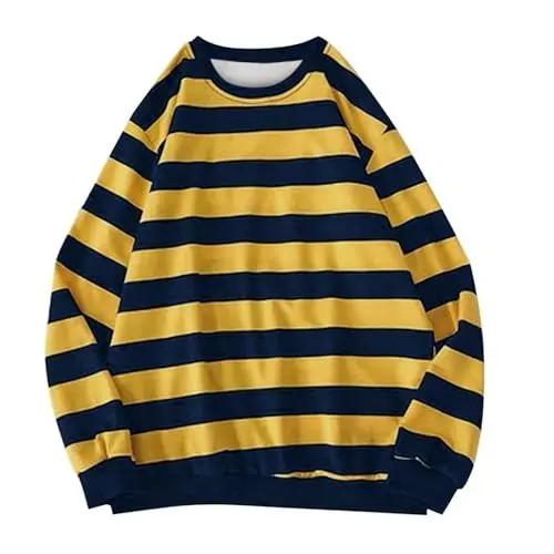 Produktbild: ZTFYKLIN Rave Outfit Damen Oberteile Langarm Wintermantel Mädchen Bunt Gestreifter Pullover Damen Sweatjacke Damen Dicke Kordel Sommerpullover Damen Leicht Baumwolle Fleecepullover Oversize