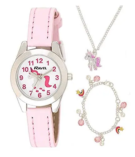 Produktbild: Ravel - Kinderuhr Little Gems Einhorn-Uhr und versilberter Schmuck als Geschenkset