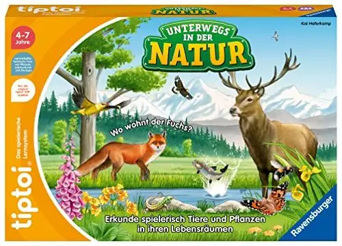 Produktbild: Ravensburger tiptoi Spiel 00121 - Unterwegs in der Natur - Heimische Natur und Tiere entdecken, Lernspiel für Kinder ab 4 Jahren, für 1-4 Spieler