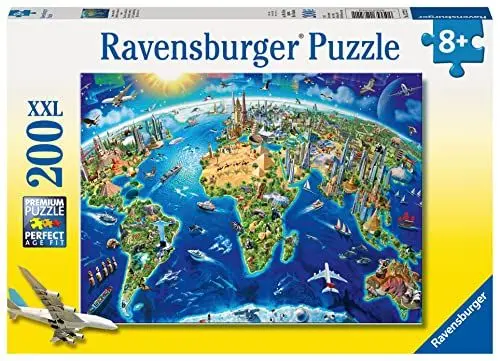Produktbild: Ravensburger Kinderpuzzle - 12722 Große, Weite Welt - Puzzle-Weltkarte für Kinder ab 8 Jahren, mit 200 Teilen im XXL-Format