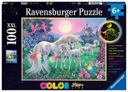 Produktbild: Ravensburger 13670 Einhörner im Mondschein 100 Teile XXL Puzzle für Kinder ab 6 Jahren-Leuchtet im Dunkeln Kinderpuzzle, tolles Weihnachtsgeschenk, Yellow