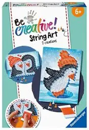 Produktbild: Ravensburger BeCreative String Art Pinguine - Bastelset für Kinder ab 6 Jahren, Fadenbilder mit frechen Pinguinen für Mädchen und Jungen - 18244 - Ostergeschenke für Kinder, Osterdeko selber basteln