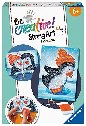 Produktbild: Ravensburger BeCreative String Art Pinguine - Bastelset für Kinder ab 6 Jahren, Fadenbilder mit frechen Pinguinen für Mädchen und Jungen - 18244 - Ostergeschenke für Kinder, Osterdeko selber basteln