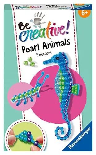 Produktbild: Ravensburger BeCreative Bead Animal Seahorse - Bastelset für Kinder ab 6 Jahren, Perlentiere Seepferdchen basteln für Mädchen und Jungen - 18428 - Geburtstagsgeschenke, Deko selber basteln