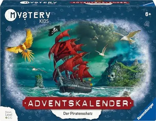 Produktbild: Ravensburger 20186 - Mystery Kids Adventskalender - Der Piratenschatz - Rätsel-Adventskalender für Kinder ab 6 Jahren - 24 Rätsel für EXIT-Begeisterte