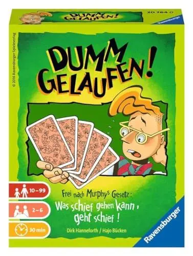Produktbild: Ravensburger 20764 - Dumm gelaufen! Kartenspiel für 2-6 Spieler, fiktiver Mitspieler, Unterhaltung ab 10 Jahren