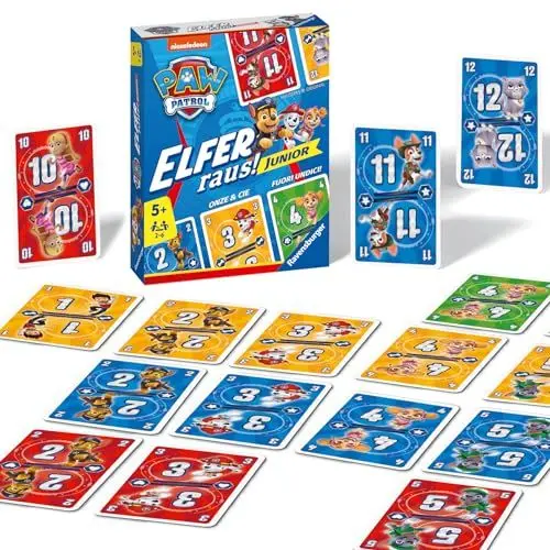 Produktbild: Ravensburger 20953 PAW Patrol Elfer Raus! Junior - Einfaches Kartenspiel für 2-6 Spieler ab 5 Jahren