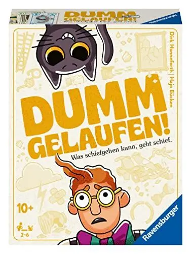 Produktbild: Ravensburger 20968 - Dumm Gelaufen! Kartenspiel für 2-6 Personen, Mit Mac und schwarzer Katze Murphy, Unterhaltung ab 10 Jahren
