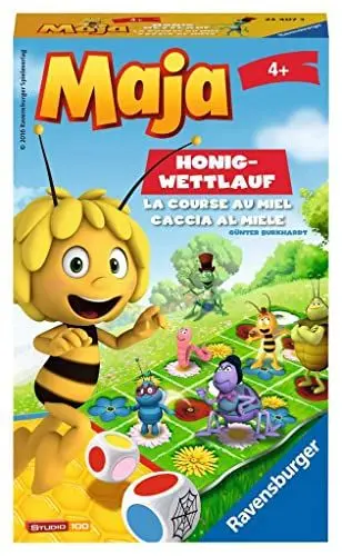 Produktbild: Ravensburger 23407 - Biene Maja: Honig-Wettlauf, Mitbringspiel für 2-5 Spieler, Kinderspiel ab 4 Jahren, kompaktes Format, Reisespiel, Brettspiel