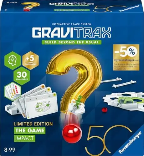 Produktbild: Ravensburger 23917 - GraviTrax The Game Impact - Sonderausgabe 50 Jahre blaues Dreieck - Logikspiel für Kugelbahn Fans, Konstruktionsspielzeug für Kinder ab 8 Jahren