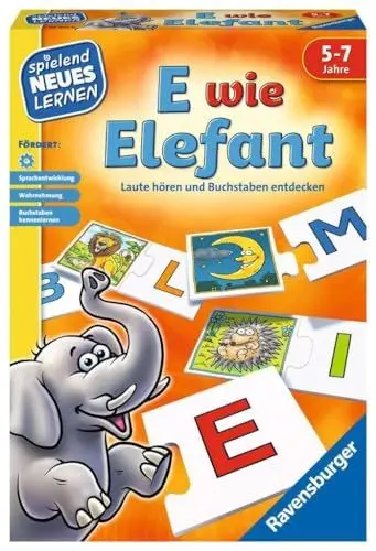 Produktbild: Ravensburger 24951 - E wie Elefant - Spielen und Lernen für Kinder, Lernspiel für Kinder von 5-7 Jahren, Spielend Neues Lernen für 1-4 Spieler