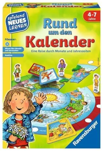 Produktbild: Ravensburger 24984 - Rund um den Kalender - Spielen und Lernen für Kinder, Lernspiel für Kinder von 4-7 Jahren, Spielend Neues Lernen für 2-4 Spieler