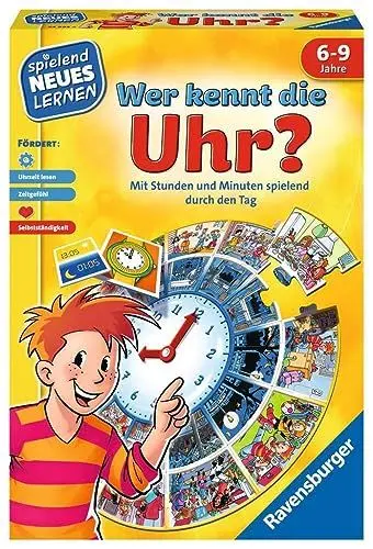 Produktbild: Ravensburger 24995 - Wer kennt die Uhr? - Spielen und Lernen für Kinder, Lernspiel für Kinder ab 6-9 Jahren, Spielend Neues Lernen für 1-4 Spieler