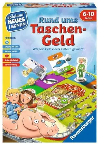 Produktbild: Ravensburger 24996 - Rund ums Taschengeld - Spielen und Lernen für Kinder, Lernspiel für Kinder ab 6-10 Jahren, Spielend Neues Lernen für 2-4 Spieler