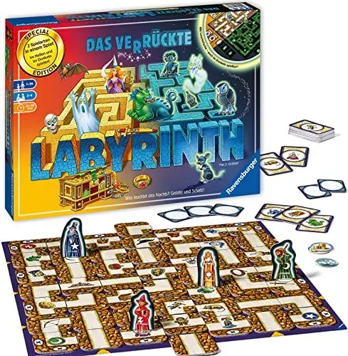 Produktbild: Ravensburger 26687 - Labyrinth Glow in The Dark - Familienklassiker mit Leuchtfarbe, Spiel für Kinder und Familien ab 7 Jahren - Gesellschaftspiel geeignet für 2-4 Spieler - Schätze suchen