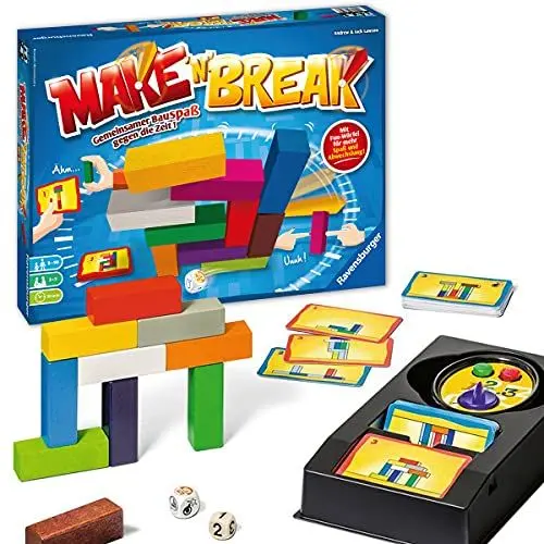 Produktbild: Ravensburger 26750 - Make 'n' Break - Gesellschaftsspiel für die ganze Familie mit Bausteinen, Spiel für Erwachsene und Kinder ab 8 Jahren, für 2-5 Spieler - mit 160 neuen Aufgaben