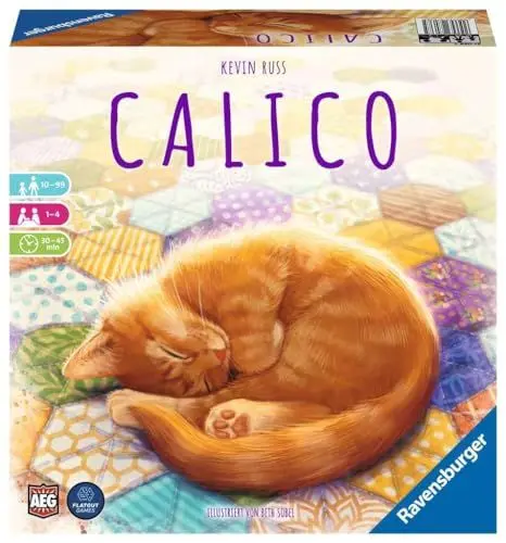 Produktbild: Ravensburger 27038 - Calico, Abwechslungsreiches Legespiel für Erwachsene, Kinder und Katzen Fans ab 10 Jahren, Ideal für Spieleabende für 1-4 Spieler