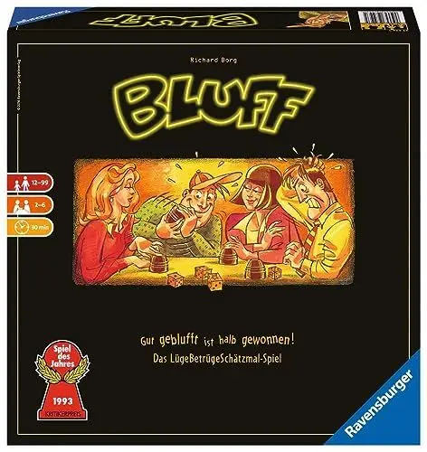 Produktbild: Ravensburger 27223 - Bluff, Partyspiel für 2-6 Spieler, Würfelspiel, für alle Bluffer ab 12 Jahren, Spiel des Jahres