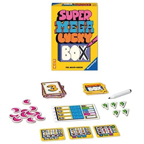 Produktbild: Ravensburger 27367 - Super Mega Lucky Box Schnelles Flip & Write Spiel für Erwachsene und Kinder ab 8 Jahren, für Spieleabende mit Freunden oder der Familie, für 1-6 Spieler