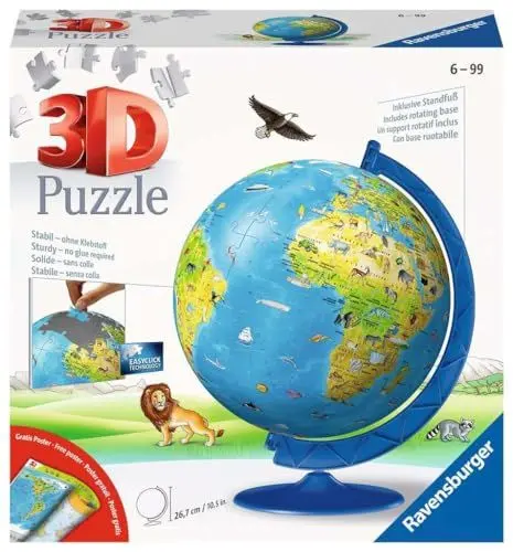 Produktbild: Ravensburger 3D Puzzle 11160 - Puzzle-Ball Kinderglobus in Deutscher Sprache - 180 Teile - Puzzleball Globus für Kinder ab 6 Jahren