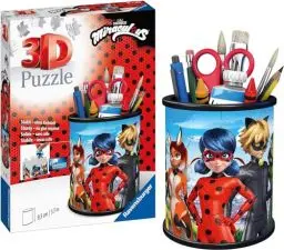 Produktbild: Ravensburger 3D Puzzle 11278 - Utensilo Miraculous - Stiftehalter für Fans von Ladybug und Cat Noir ab 6 Jahren, Schreibtisch-Organizer für Kinder