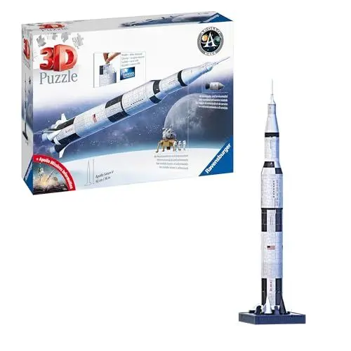 Produktbild: Ravensburger 3D Puzzle 11545 - Apollo Saturn V Rakete - zum Zusammenbauen und Erkunden - Für alle Weltraum Fans ab 8 Jahren