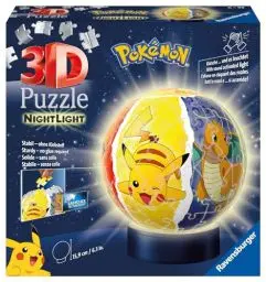 Produktbild: Ravensburger 3D Puzzle 11547 - Nachtlicht Puzzle-Ball Pokémon - 74 Teile - für Pokémon Fans ab 6 Jahren, LED Nachttischlampe mit Klatsch-Mechanismus, Pokémon Spielzeug, Pokémon Geschenk