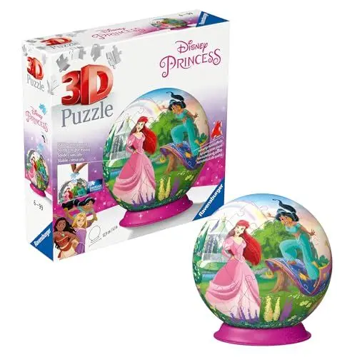 Produktbild: Ravensburger 3D Puzzle 11579 - Puzzle-Ball Disney Princess - Puzzeln in DREI Dimensionen nach Motiv oder Zahlen - für große und kleine Fans der Disney Prinzessinnen ab 6 Jahren