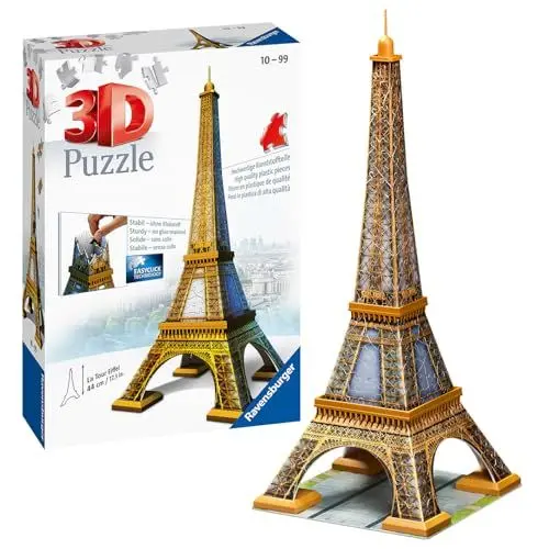 Produktbild: Ravensburger 3D Puzzle 12556 - Eiffelturm - Das UNESCO Weltkultur Erbe und Wahrzeichen von Paris als dreidimensionales Modell für große und kleine Puzzlefans ab 10 Jahren