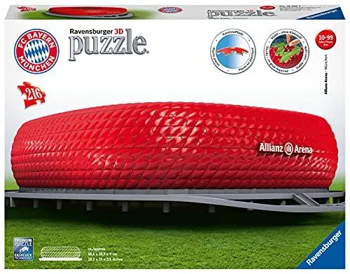 Produktbild: Ravensburger 3D Puzzle Allianz Arena 12526 - Bayern München Fanartikel - Stadion als 3D Puzzle - 216 Teile - ab 8 Jahren