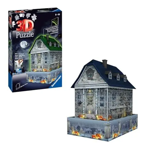 Produktbild: Ravensburger 3D Puzzle 11254 - Gruselhaus bei Nacht - Spukhaus mit LED Beleuchtung und gespenstischen Lichteffekten - Puzzle-Spaß und Dekoration für Halloween Fans ab 8 Jahren