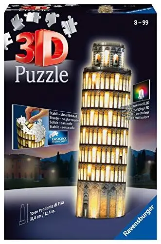 Produktbild: Ravensburger 3D Puzzle Schiefer Turm von Pisa bei Nacht 12515 - leuchtet im Dunkeln - 216 Teile - ab 8 Jahren