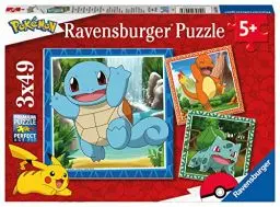 Produktbild: Ravensburger 5586 Pokemon Kinderpuzzle 05586-Glumanda, Bisasam und Schiggy-3x49 Teile Pokémon Puzzle für Kinder ab 5 Jahren, Black