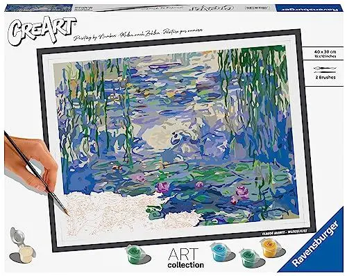 Produktbild: Ravensburger CreArt 23651 - Seerosen (Claude Monet) - Malen nach Zahlen Erwachsene, DIY Malset mit Pinsel und Acrylfarben, Geschenk für Frauen und Männer, Malen für Erwachsene