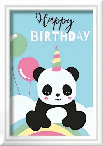 Produktbild: Ravensburger CreArt 20057 - Happy Birthday - Malen nach Zahlen Panda für Kinder ab 7 Jahre, Malset mit Rahmen, Pinsel und Acrylfarben, Geschenk für Mädchen und Jungen