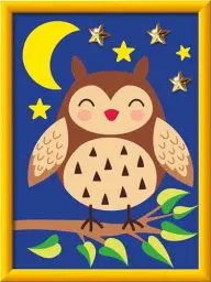 Produktbild: Ravensburger CreArt 23635 - Niedliche Eule - Malen nach Zahlen für Kinder ab 7 Jahre, Malset mit Rahmen, Pinsel und Acrylfarben, Geschenk für Mädchen und Jungen, mit Glitzer