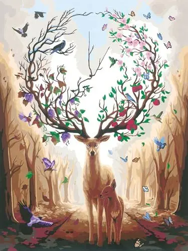 Produktbild: Ravensburger CreArt 23910 - Magischer Hirsch - Malen nach Zahlen Erwachsene, DIY Malset mit Pinsel und Acrylfarben, Geschenk für Frauen und Männer, Malen auf Leinwand