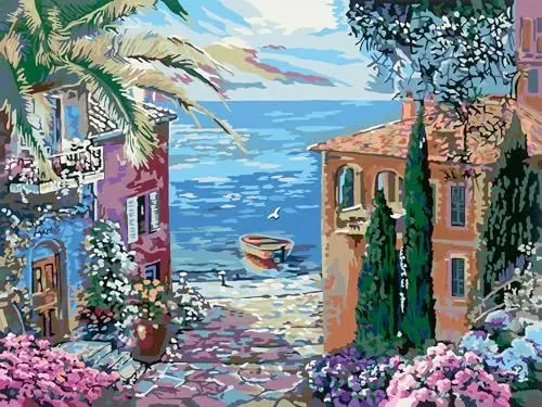Produktbild: Ravensburger CreArt 23913 - Mediterrane Landschaft - Malen nach Zahlen Erwachsene, DIY Malset mit Pinsel und Acrylfarben, Geschenk für Frauen und Männer, Malen auf Leinwand
