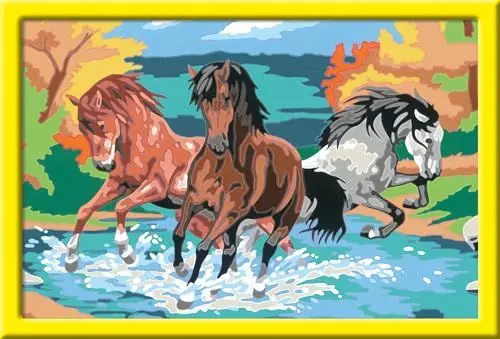 Produktbild: Ravensburger CreArt 28492 - Stolze Wildpferde - Malen nach Zahlen Pferde für Kinder ab 9 Jahre, Malset mit Rahmen, Pinsel und Acrylfarben, Geschenk für Mädchen und Jungen