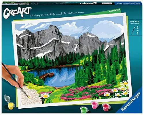 Produktbild: Ravensburger CreArt 20155 - Bergblick - Malen nach Zahlen Erwachsene, DIY Malset mit Pinsel und Acrylfarben, Geschenk für Frauen und Männer, Malen für Erwachsene