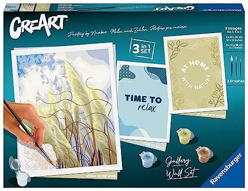 Produktbild: Ravensburger CreArt 23613-3-in-1 Bilderwand-Set Natur - Malen nach Zahlen Erwachsene, DIY Malset mit Pinsel und Acrylfarben, Geschenk für Frauen und Männer