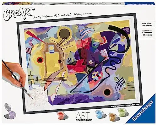 Produktbild: Ravensburger CreArt 23650 - Gelb, Rot, Blau (Wassily Kandinsky) - Malen nach Zahlen Erwachsene, DIY Malset mit Pinsel und Acrylfarben, Geschenk für Frauen und Männer