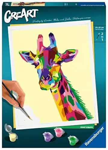 Produktbild: Ravensburger CreArt 28993 - Funky Giraffe - Malen nach Zahlen Erwachsene, DIY Malset mit Pinsel und Acrylfarben, Geschenk für Frauen und Männer, Malen für Erwachsene