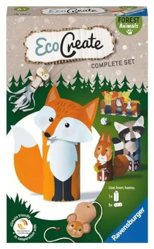 Produktbild: Ravensburger EcoCreate 18132 - Forest Animals - DIY Bastelset für Kinder ab 6 Jahren - Geburtstagsgeschenke, Deko selber basteln