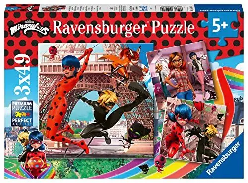 Produktbild: Ravensburger Kinderpuzzle 05189 - Unsere Helden Ladybug und Cat Noir - 3x49 Teile Miraculous Puzzle für Kinder ab 5 Jahren